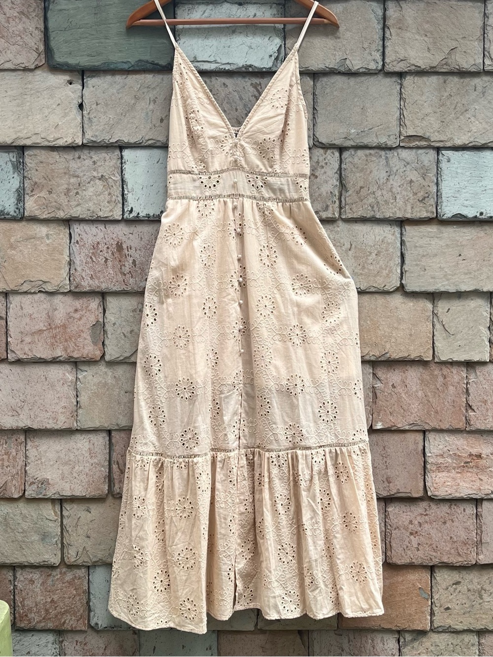 Simple Cream Broderie Anglaise Maxi Sundress